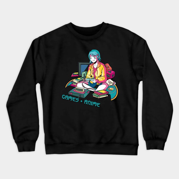 Games and Anime Crewneck Sweatshirt by deificusArt